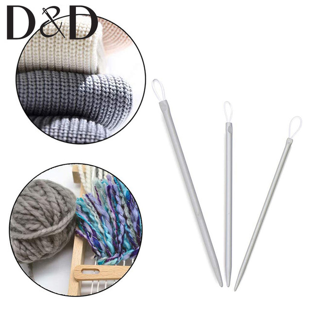 3Pcs Nylon Thread Wool Needles Rope Threader Sweater Knitting Needle Large- Eye Blunt Needles Crochet Hook for Yarn Weaving Craft - AliExpress